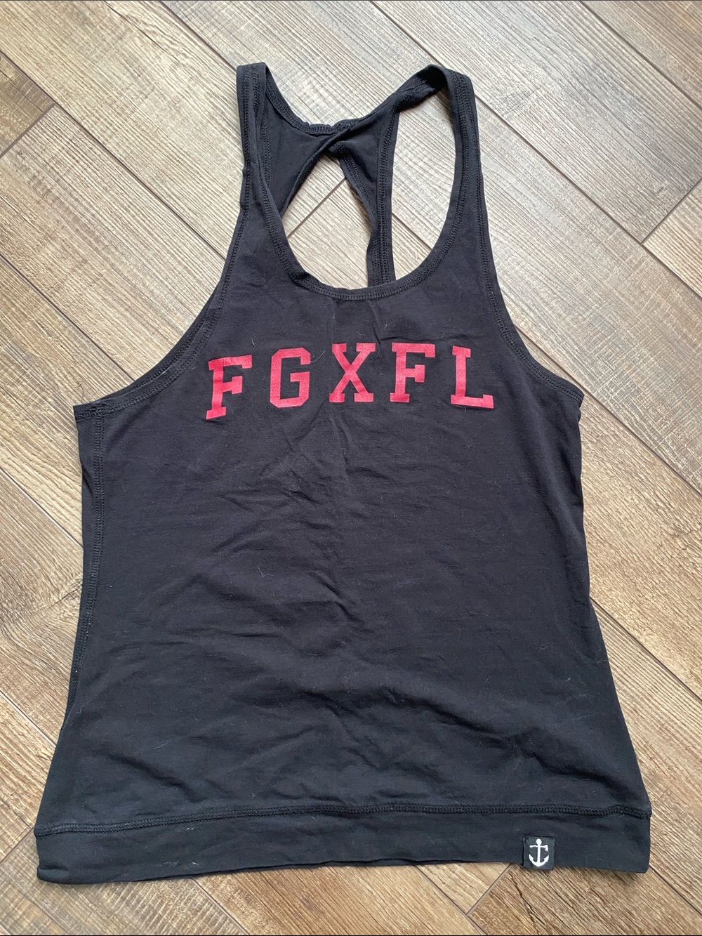 flag nor fail Black Racerback Tank with Red FGXFL Logo